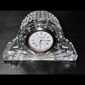 WATERFORD WHARTON CLOCK (Small), Cut Lead Crystal, Silver Face, Made in Ireland